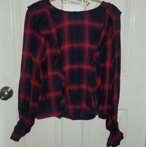 Red and blue plaid Kensie shirt